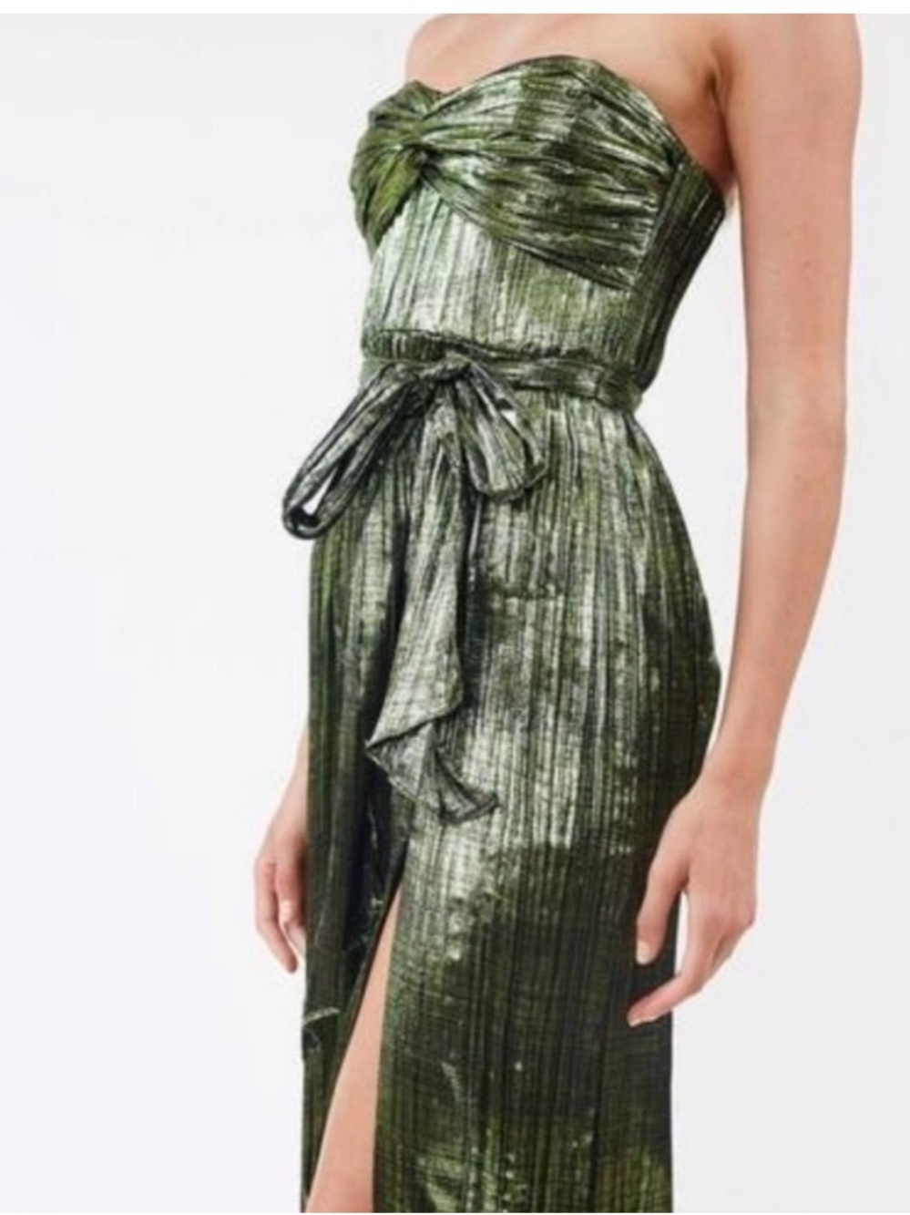 Jonathan Simkhai Metallic Green strapless gown - Picture 3 of 4